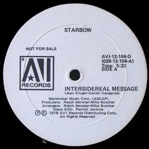 STARBOW | INTERSIDEREAL MESSAGE / VOYAGER TWO - US PROMO - GENERIC RECORD COMPANY SLEEVE