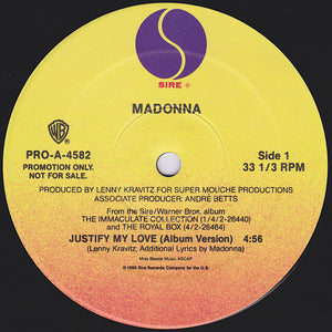 MADONNA | JUSTIFY MY LOVE PROMO 12 (GENERIC SLEEVE)