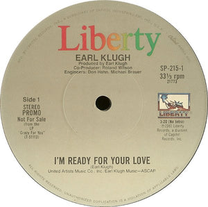 EARL KLUGH | I'M READY FOR YOUR LOVE 12 - US PROMO - GENERIC SLEEVE WITH HYPE STICKER