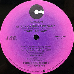 STACY LATTISAW | ATTACK OF THE NAME GAME - 12 - PROMO - COMPANY SLEEVE