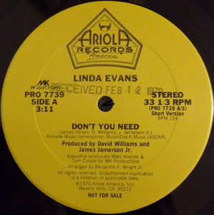 LINDA EVANS | DON'T YOU NEED - 12 - COMPANY SLEEVE