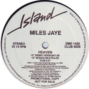 MILES JAYE | HEAVEN - 12 - PROMO - ISLAND SLEEVE