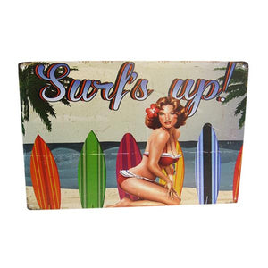 SURFS UP RETRO ART TIN SIGN