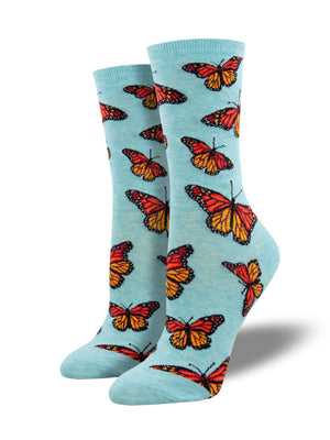 MONARCH BUTTERFLY BLUE SOCKS SOCIAL BUTTERFLY (5-10.5 W / 4-6.5 M)