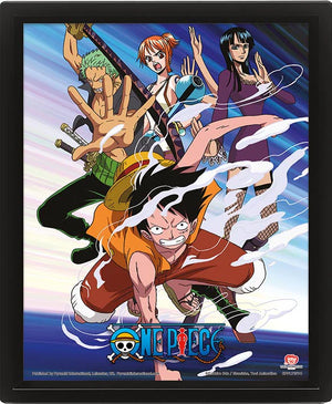 ONE PIECE STRAW HAT PIRATES 3D FRAMED LENTICULAR POSTER 10 X 8"