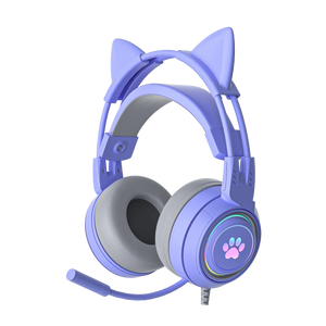POWERPLAY CAT RGB GAMING HEADSET (PURPLE)