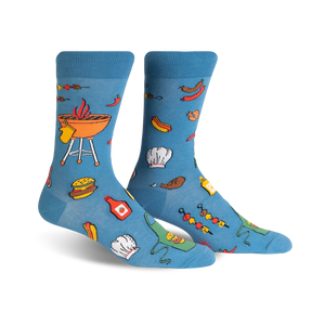 GRILLIN IT BLUE CREW SOCKS men's shoe size 7-13.