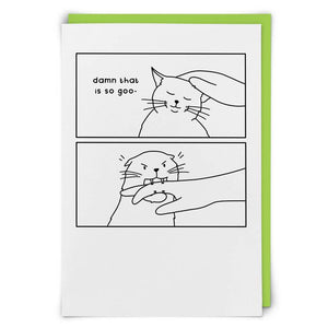 DAMN SO GOOD CAT GREETING CARD