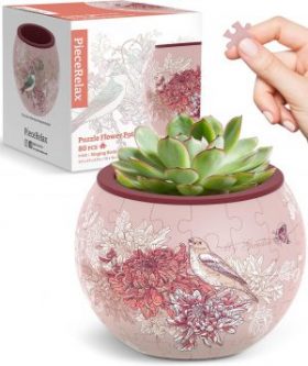 PUZZLE FLOWERPOT SINGING BIRDS AND FLOWERS PINK