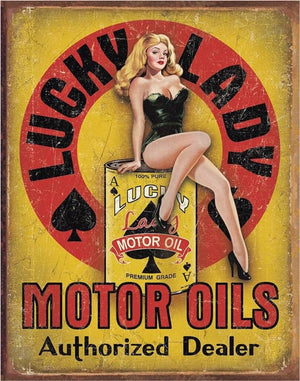 LUCKY LADY MOTOR OIL RETRO TIN SIGN