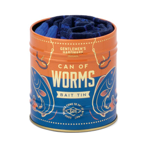 CAN OF WORMS FISHING PAIR OF SOCKS IN A RETRO TIN GIFT SET