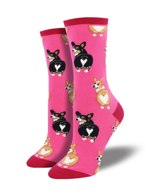 CORGIS BUTTS PINK SOCKS (5-10.5 W / 4-6.5 M)