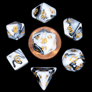 MARBLE GOLD MINI POLYHEDRAL 7-DIE SET D&D