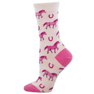 FUSCHIA HORSE SOCIETY SOCKS WOMENS OSFA  (5-10.5 W / 4.6.5 M)