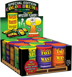 TOXIC WASTE COLOURED DRUMS ASSORTED SUPER SOUR CANDY 48G