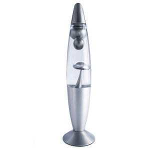 RETRO LAVA LAMP METALLIC SILVER MOTION ROCKET LAMP SILVER LAVA