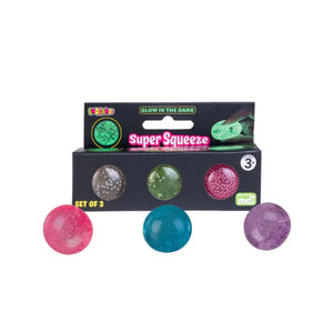 SMOOSHO SUPERSQUEEZE MINI BALLS 3 PACK GLOW IN DARK