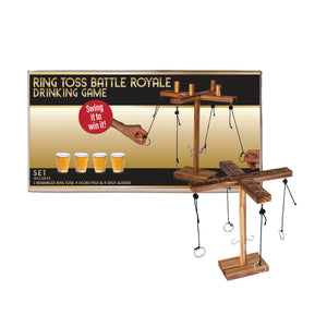 RING TOSS AND HOOK BATTLE ROYALE DRINKING GAME WOODEN 4 PLAYER