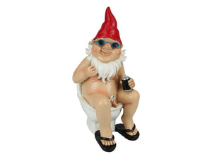 GNOME ON A THRONE TOILET GARDEN GNOME