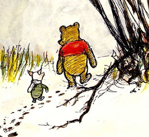 POO AND PIGLET WALKING GREETING CARD