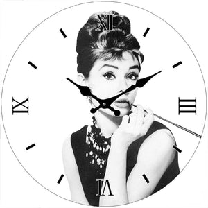 AUDREY HEPBURN GLASS CLOCK 17CM