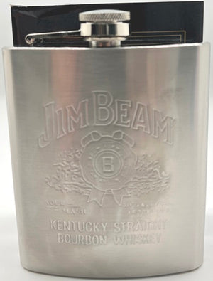 JIM BEAM SILVER HIP FLASK 70Z