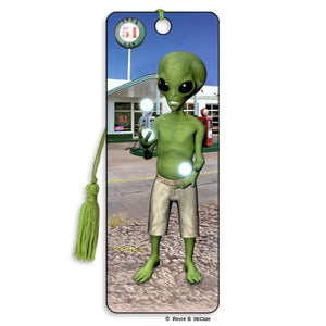 ALIEN JUGGLING 3D MOVING BOOKMARK LENTICULAR