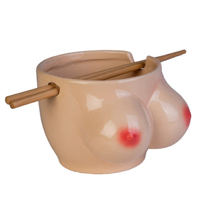 BOOBS NOODLE BOWL WITH CHOPSTICKS 3D CERAMIC BOWL