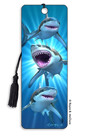 SHARKS 3D MOVING BOOKMARK LENTICULAR