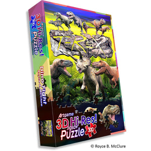 DINO FIGHT FLIP 3D HOLOGRAM JIGSAW PUZZLE 300 PIECE