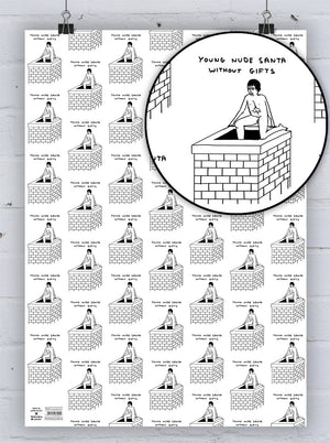 DAVID SHRIGLEY YOUNG NUDE SANTA CHRISTMAS GIFT WRAP