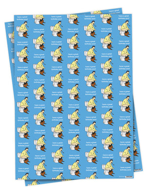 BIRTHDAY POO WRAPPING PAPER GIFT WRAP (2 SHEETS FOLDED)