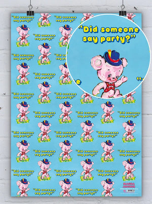DID SOMEONE SAY PARTY RETRO WRAPPING PAPER GIFT WRAP (2 SHEETS FOLDED)