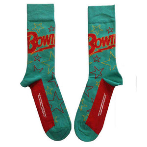 DAVID BOWIE SOCKS STARS OUTLINE (GREEN) (UK SIZE 7 - 11)