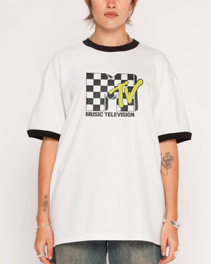 MTV BACK TO THE 80S CHECK RINGER TEE
