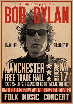 BOB DYLAN MANCHESTER FREE TRADE HALL CONCERT PROMO POSTER 197