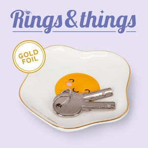 EGG RINGS AND THINGS JEWELLERY DISH TRINKET TRAY CERAMIC
