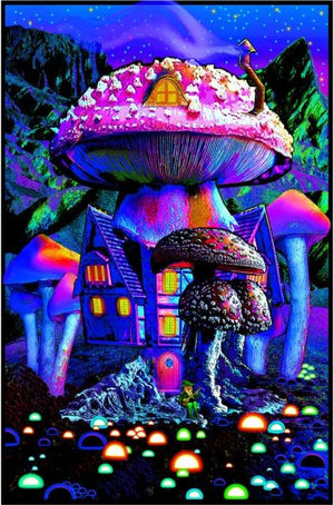 MUSHROOM HOUSE BLACKLIGHT GLOW POSTER MAXI SIZE (NON-FLOCKED) 65