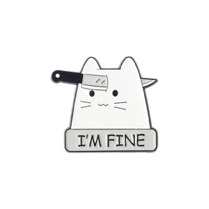 IM FINE CAT KNIFE ENAMEL BADGE