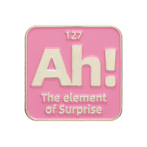 AH ELEMENT OF SURPRISE ENAMEL BADGE PERIODIC PINK