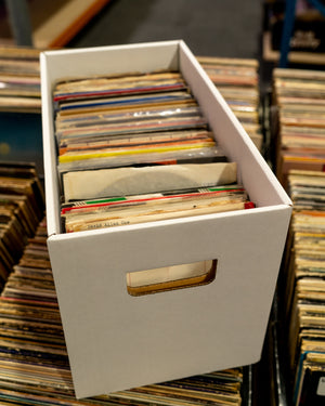45 BOX 45RPM DELUXE (PICK UP ONLY) DOUBLE WALL ARCHIVE STORAGE BOXES (HOLDS 150+ 7" RECORDS) WHITE BOX (NO SHIPPING OF THIS ITEM)