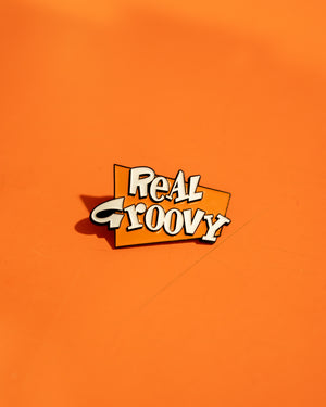 REAL GROOVY BADGE RETRO 90S ENAMEL