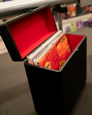 RECORD STORAGE CASE LEATHER BLACK GK-R64