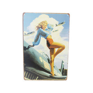 AVIATION GIRL PIN UP RETRO ART TIN SIGN