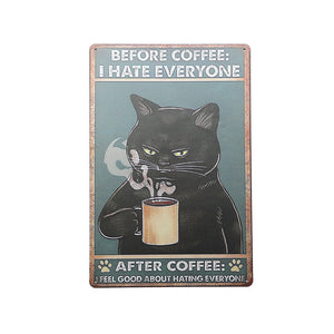BEFORE COFFEE RETRO ART TIN SIGN