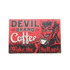 DEVIL COFFEE RETRO ART TIN SIGN