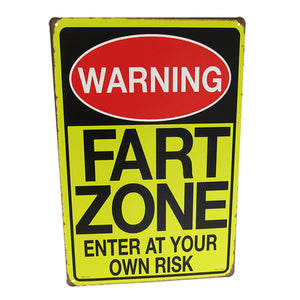 WARNING FART ZONE RETRO ART TIN SIGN