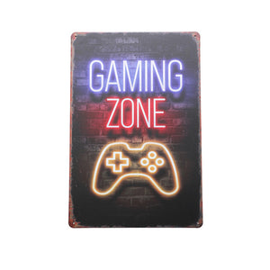 GAMING ZONE RETRO ART TIN SIGN
