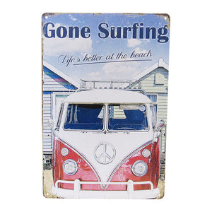 GONE SURFING ART TIN SIGN
