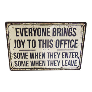 JOY IN OFFICE RETRO ART TIN SIGN